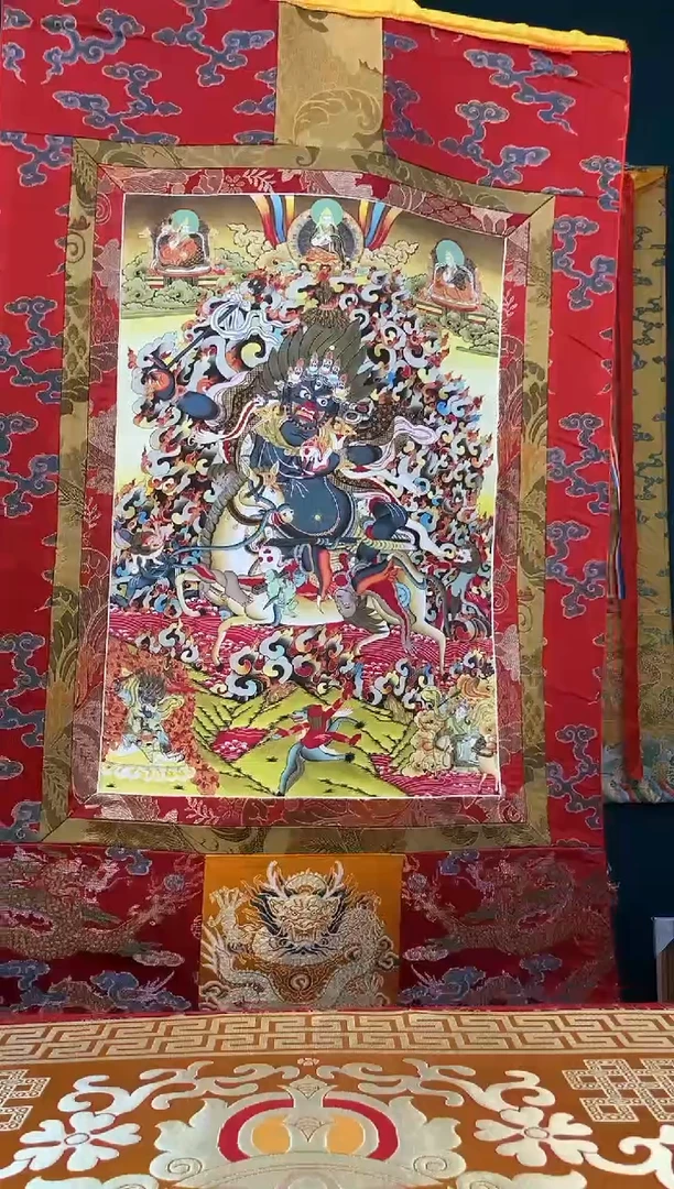 【闪购商品】卷轴画矿物质喷绘 吉祥天母1.3m红色龙布