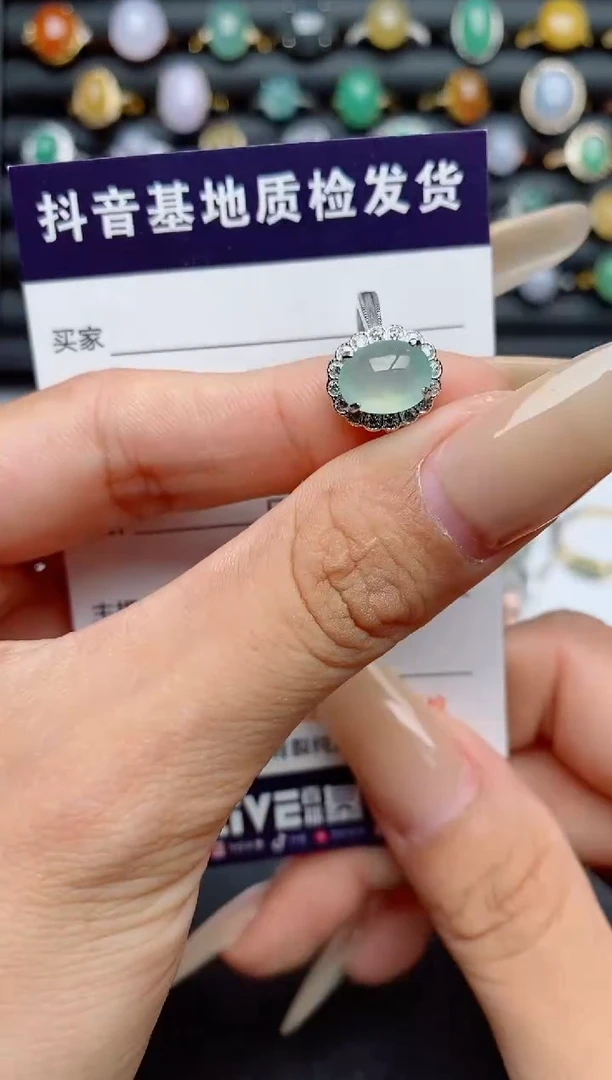 翡翠戒指银S925镶嵌.