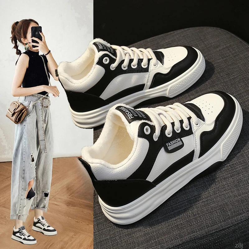 冬季加绒高帮小白鞋女2024新款韩版ins学生运动休闲保暖棉鞋潮鞋