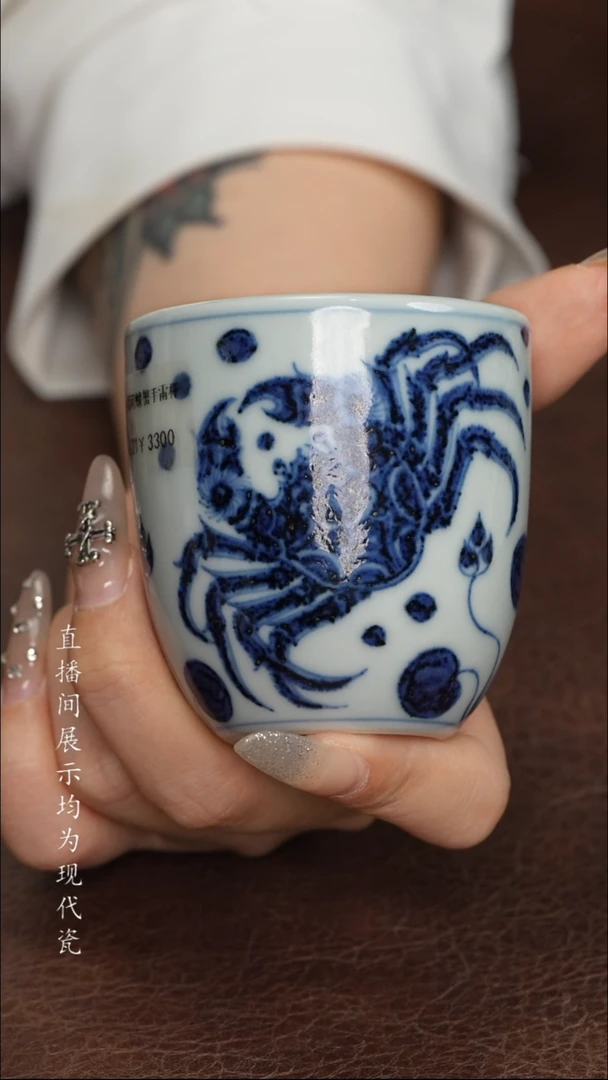 素月明河青花螃蟹