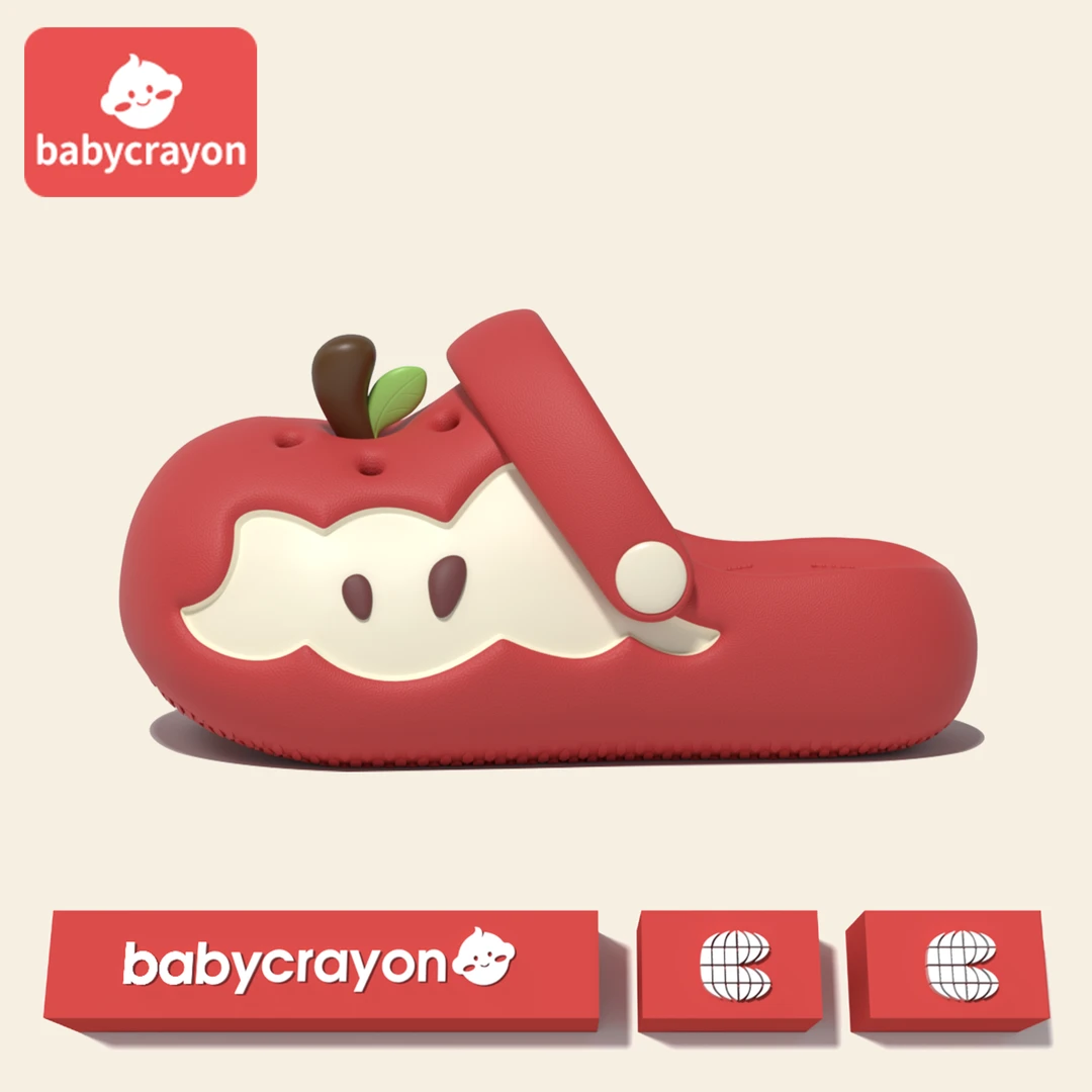babycrayon苹果儿童洞洞鞋女童2025夏季新款防滑室内宝宝拖鞋女孩
