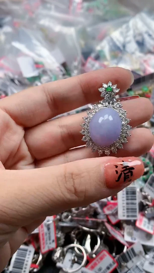 银S925镶嵌戒指翡翠天然A货缅甸翡翠