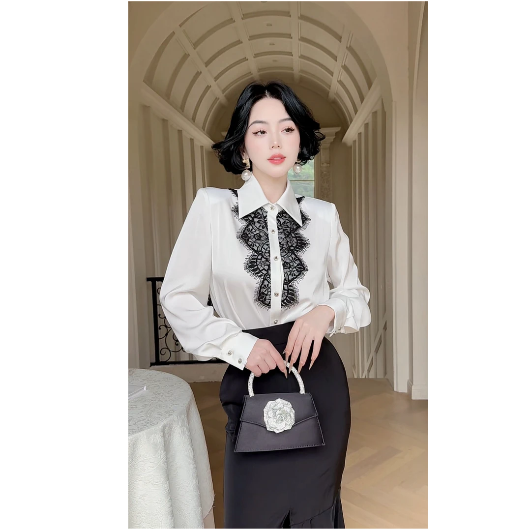 LYXJ【卡洛贵族】高级定制小众设计法式气质轻奢设计感衬衫12343