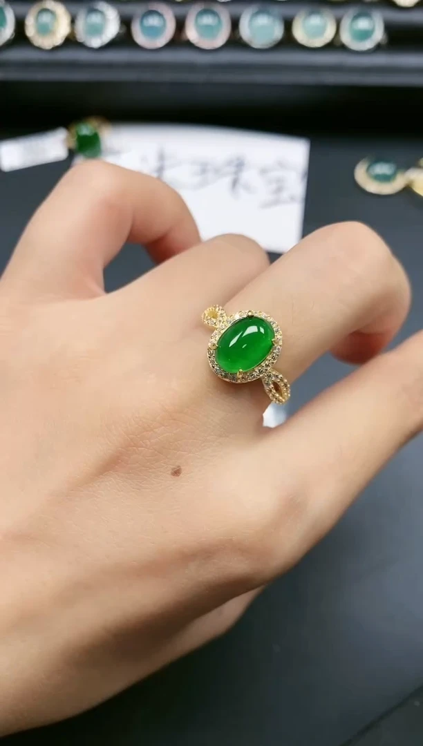 翡翠戒指银S925镶嵌111111