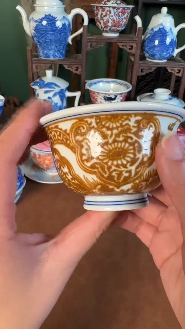 杯子陶景德镇手工手绘柴窑茶具U207