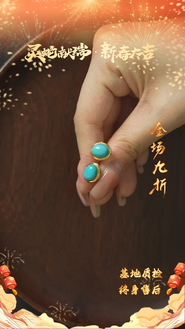 【闪购商品】绿松石X01（多样性发一件）18K金镶嵌耳钉