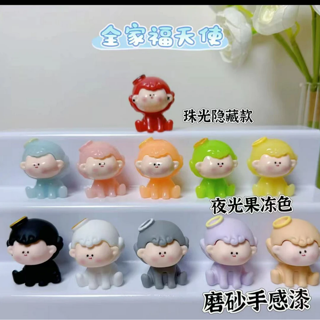 （双许愿加对碰)全家福天使 树脂配件桌摆车摆钥匙扣(中许愿加拆)