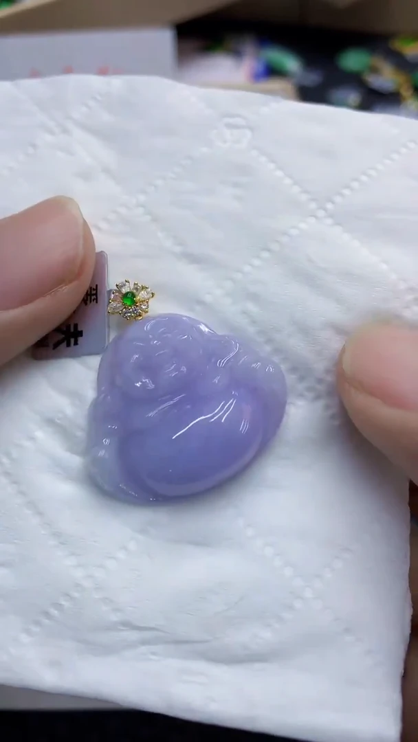 翡翠18K金镶嵌吊坠(不含链)1