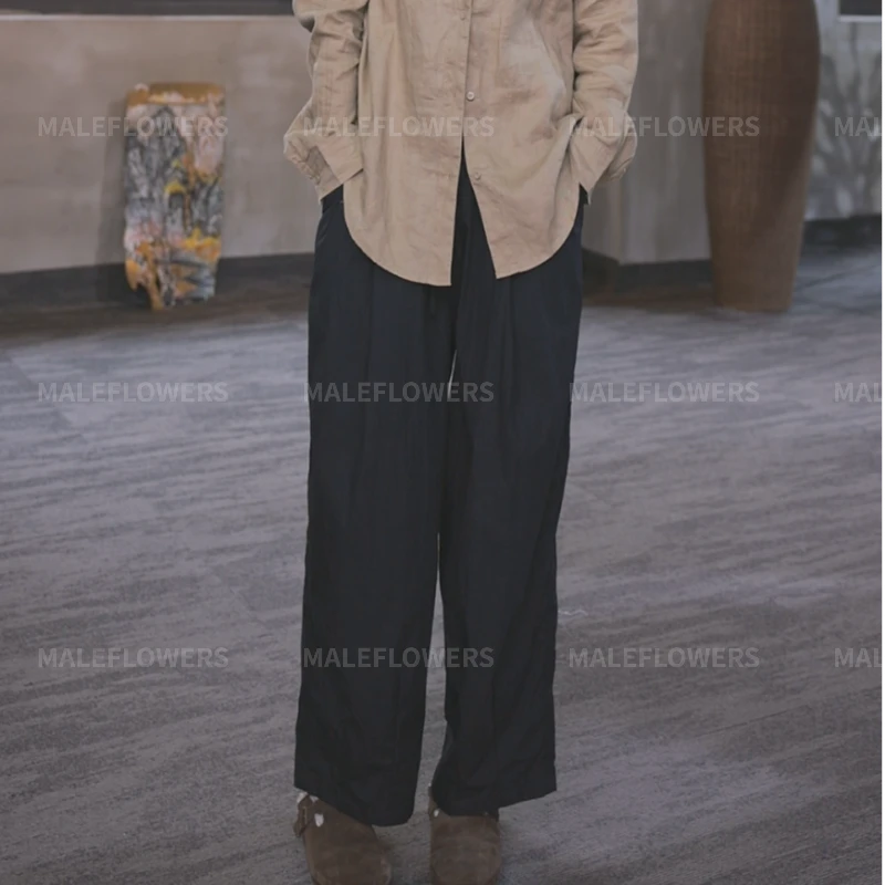 东倪原创宽松褶皱肌理纹松紧腰日系百搭休闲慵懒山本裤85A23711