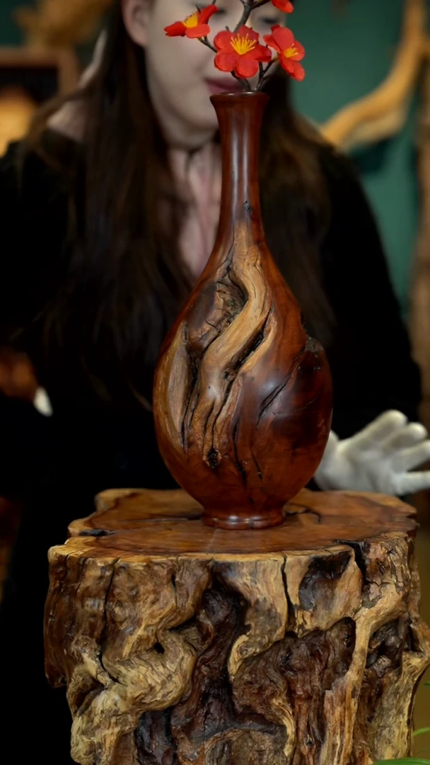 木雷击枣木富贵瓶