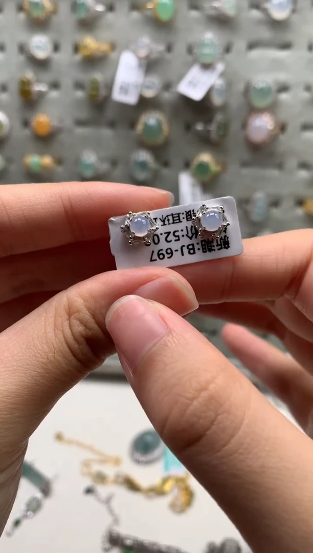 银S925镶嵌戒指翡翠耳饰3