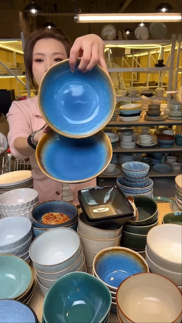 瓷35【瑕疵】外贸尾货窑变釉下彩