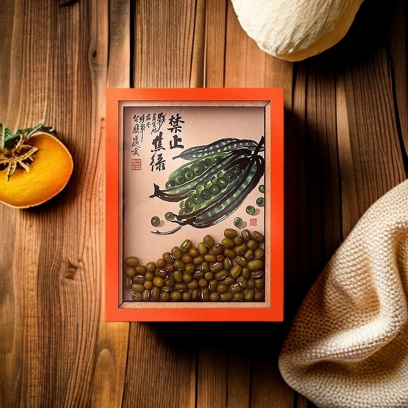 【红豆系列】国潮冰箱贴木质创意磁吸禁止焦虑柿柿如意人生如茶