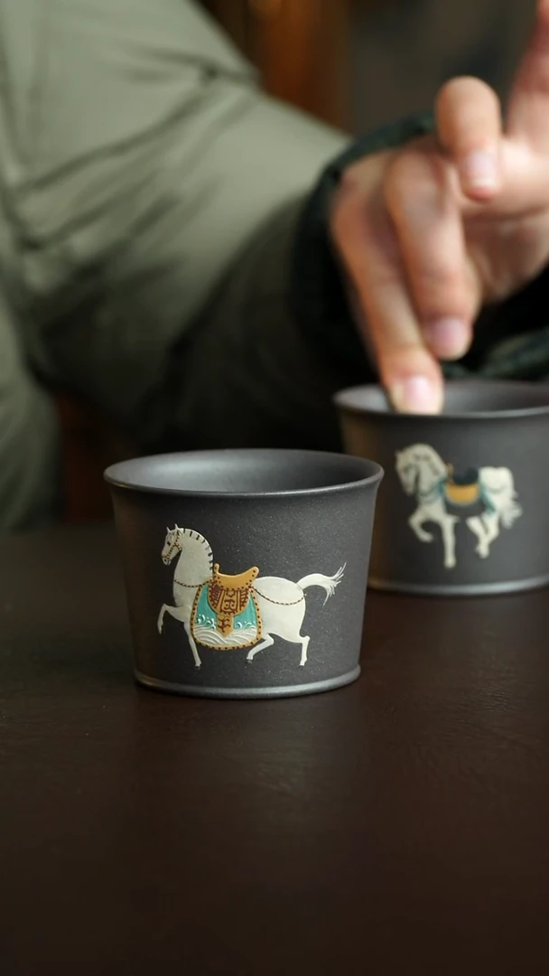 茶杯紫砂23号 新品 马上吉祥杯 宜兴紫砂原矿作品