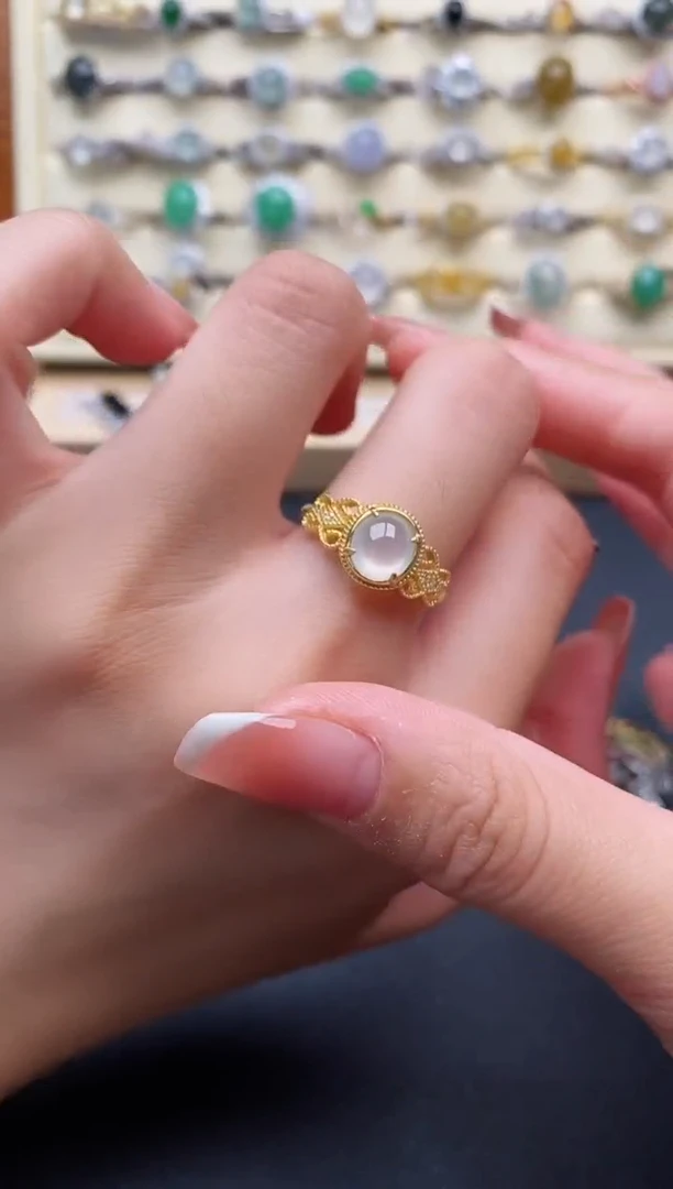 银S925镶嵌戒指翡翠2222222+5