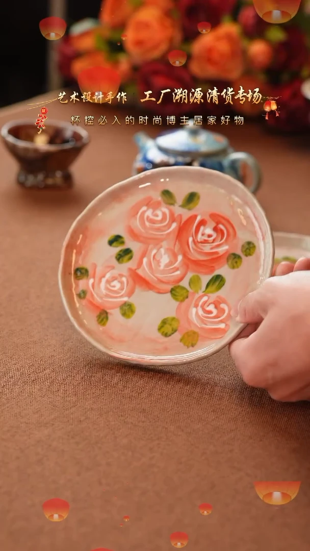 【闪购商品】杯手艺人手绘釉下彩异形器物