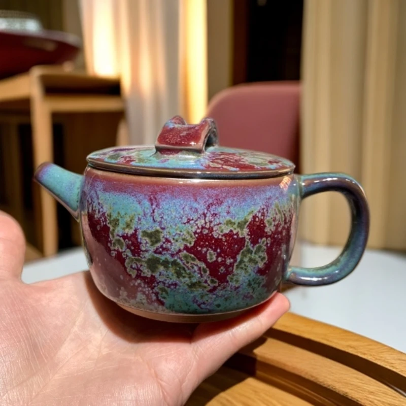 钧瓷茶壶炉钧挂红