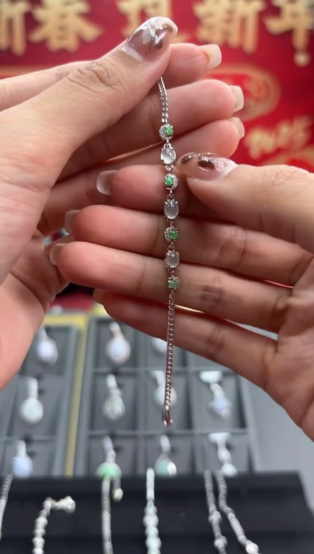 【闪购商品】翡翠手链银S925镶嵌580956/手链