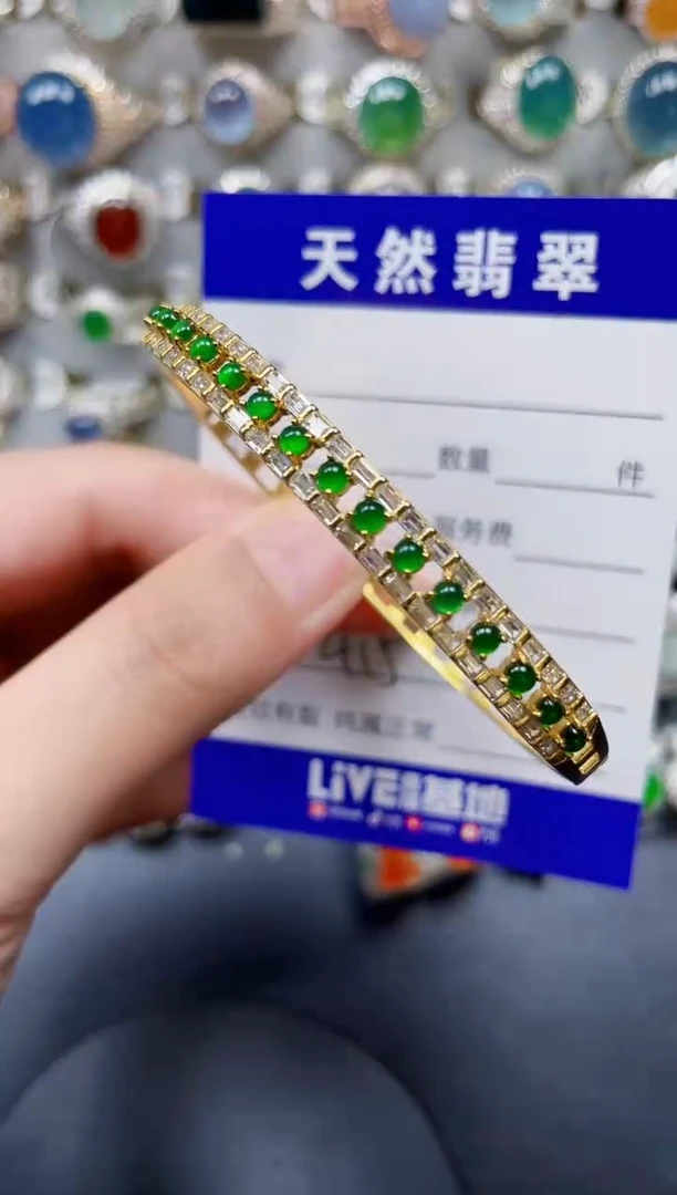 银S925镶嵌手镯翡翠415