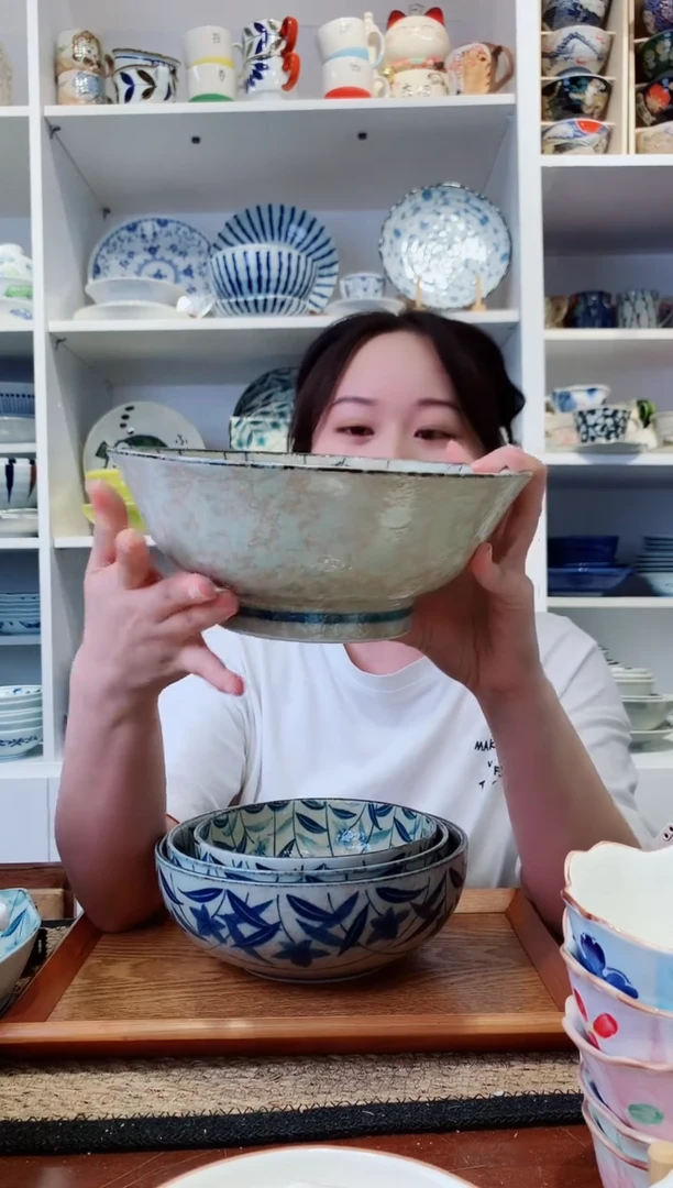 陶瓷黄泥桔梗反口大面碗