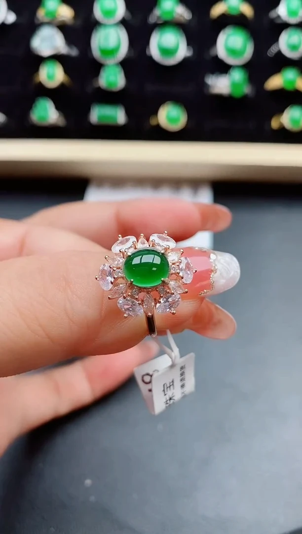 【闪购商品】翡翠戒指银S925镶嵌508008