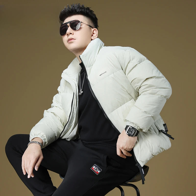 冬季加厚保暖羽绒服男士高端时尚90白鸭绒外套保暖立领防寒服男装