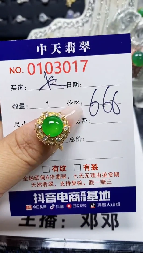 【闪购商品】翡翠戒指银S925镶嵌3017
