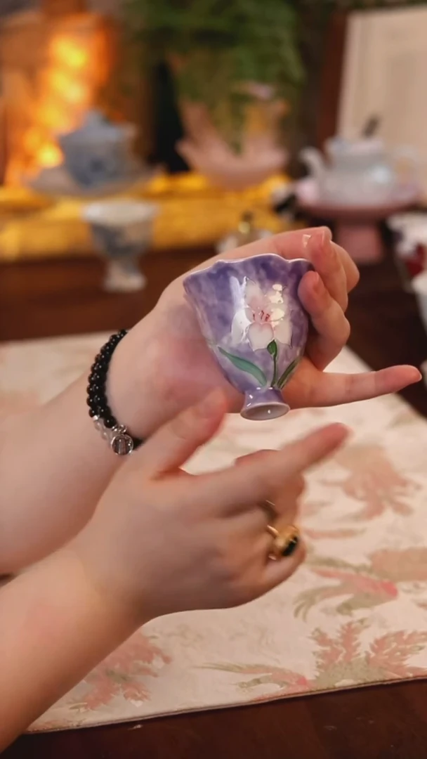 墨染百合茶杯 哈哈