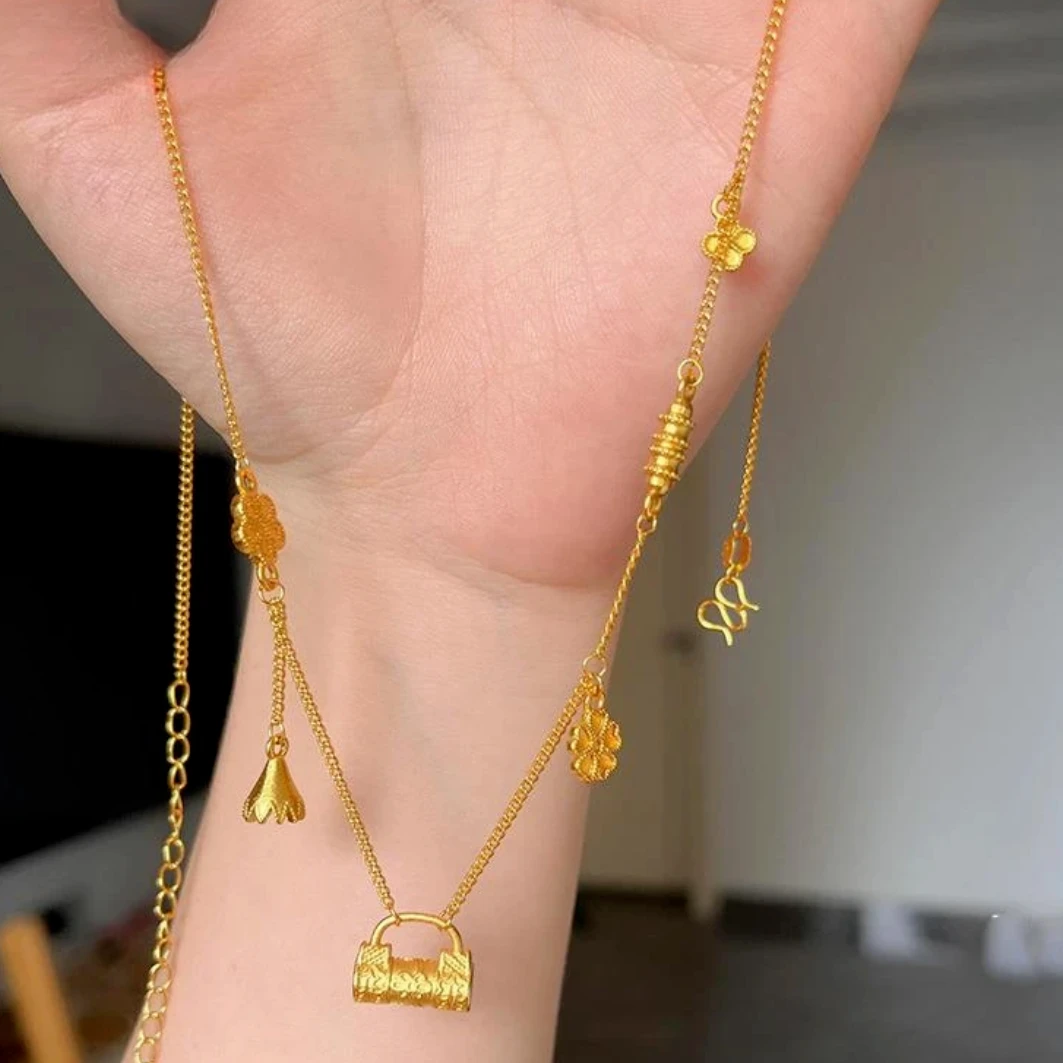 合金项链 【店长专享】合金硕果累累花丝锁包套链HEJT101