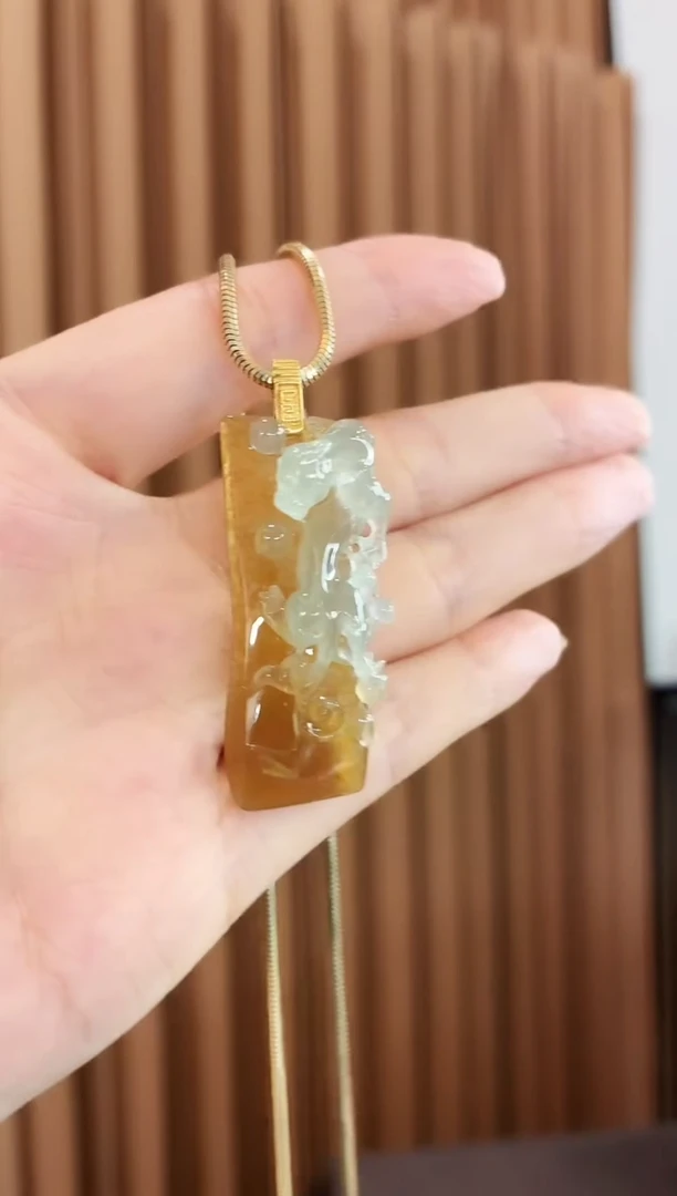 翡翠18K金镶嵌吊坠(不含链)吊坠