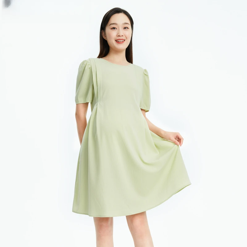 孕妇竹纤维肌理感凉爽连衣裙2025款夏季修身孕妇裙小个子6233258