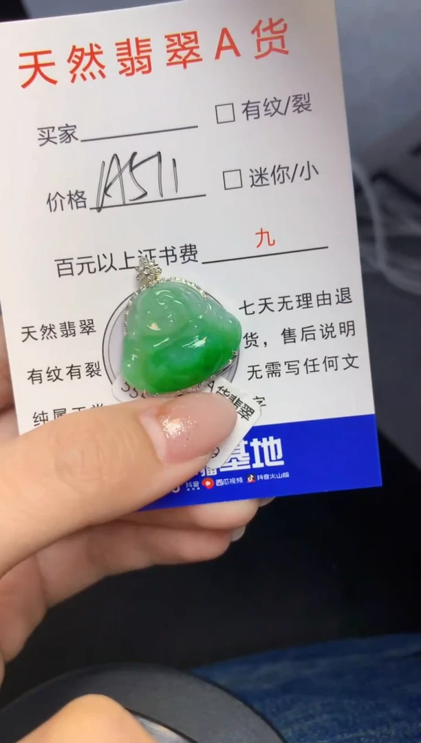 颈饰18K金镶嵌翡翠天然A货缅甸翡翠百元以上9元证书费自理