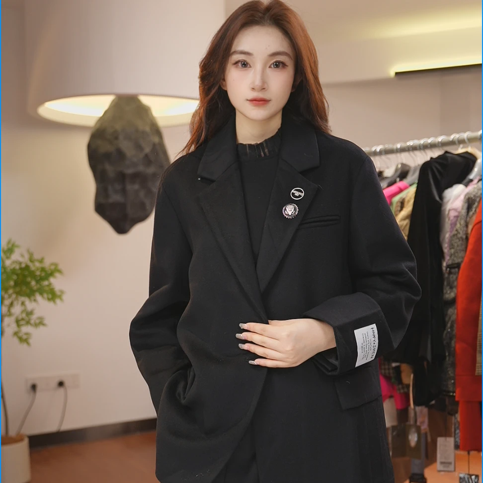 【曼德诗】绵羊毛大衣羊毛大衣翻领M426305286