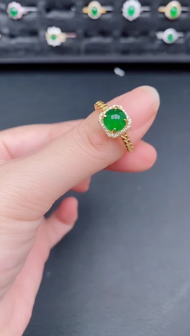 银S925镶嵌戒指翡翠天然a货翡翠108