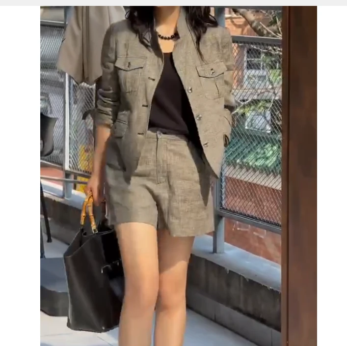 2025夏季新款网红同款洋气减龄韩版爆款外套裤子两件套-年