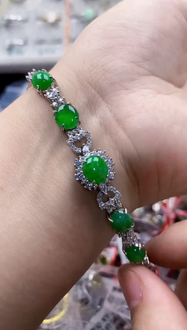 翡翠戒指银S925镶嵌15-15--1