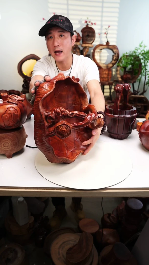 木香樟木摆件/莲蓬果篮