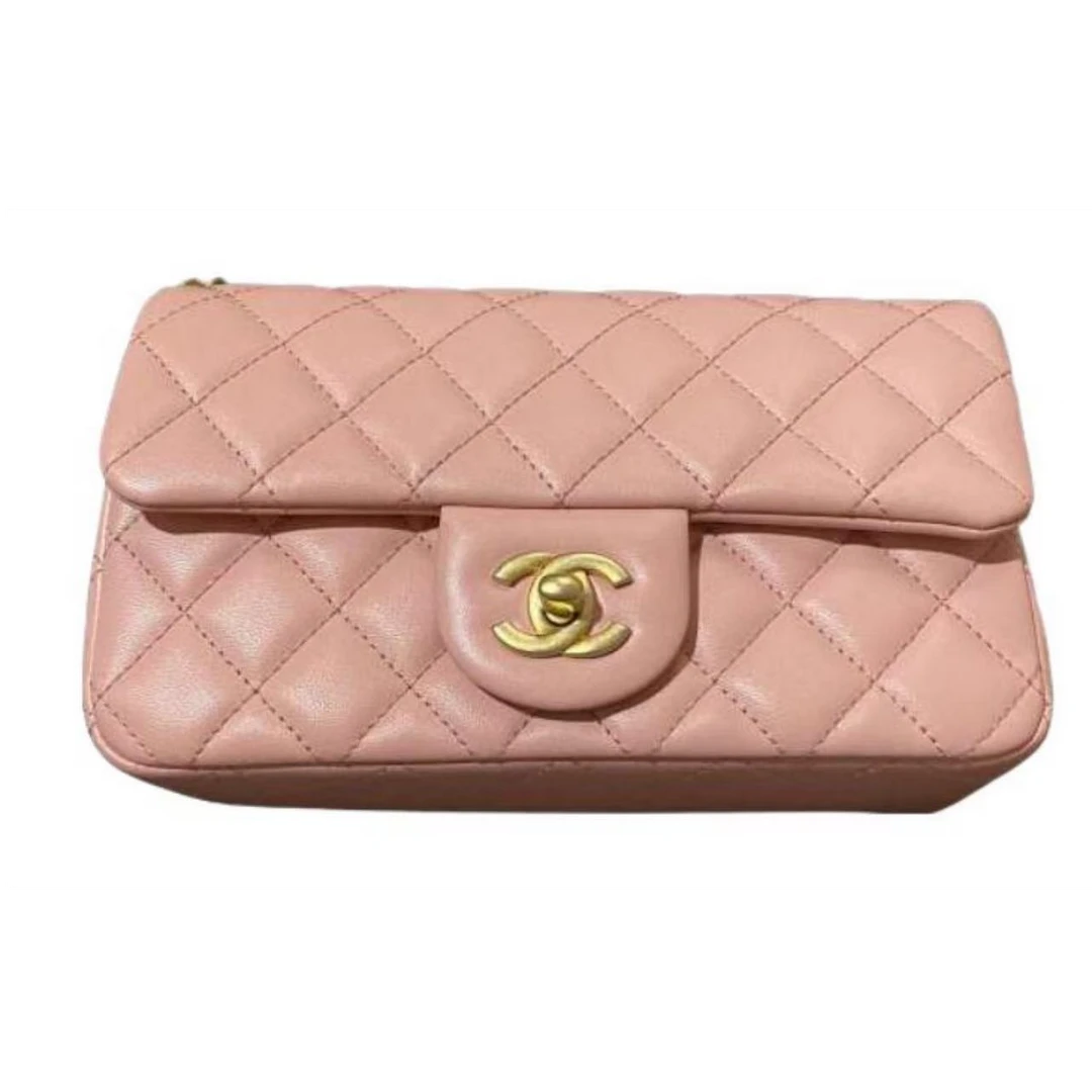 90新 Chanel/香奈儿 90新23K 金球烟粉色cf大mini原价1
