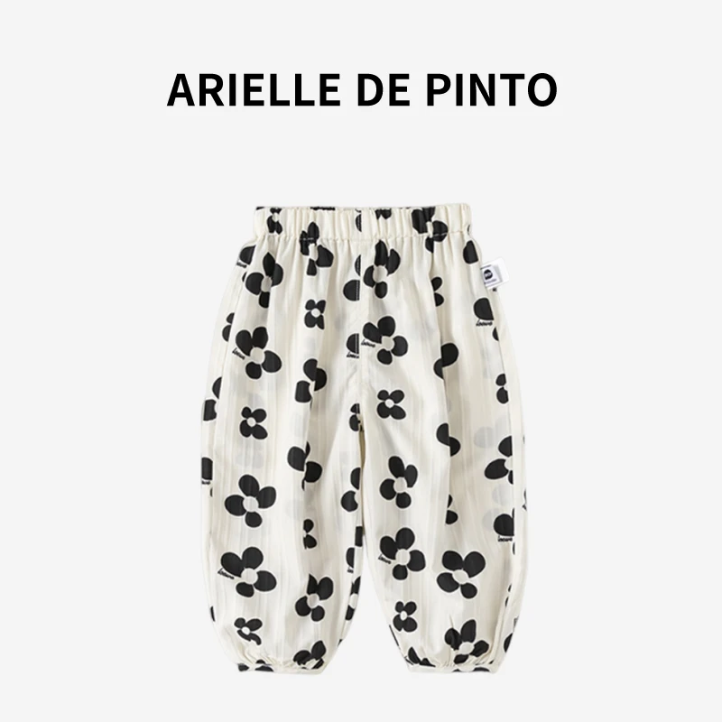 法国ARIELLE DE PINTO夏季女童花朵休闲裤洋气宽松儿童防蚊裤