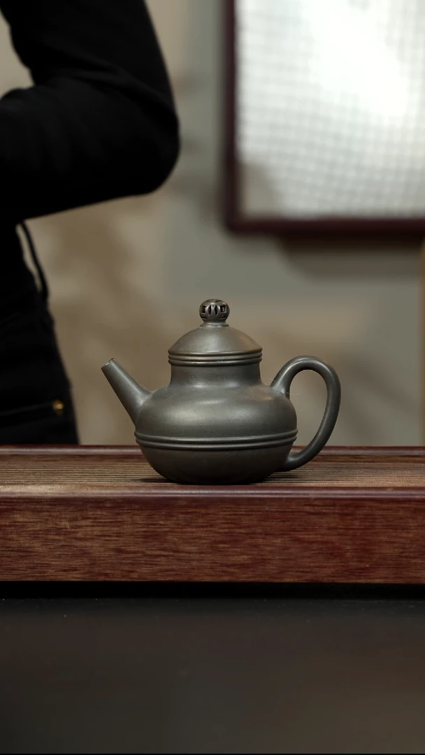 紫砂茶壶岩中泥三拼 玉带壶