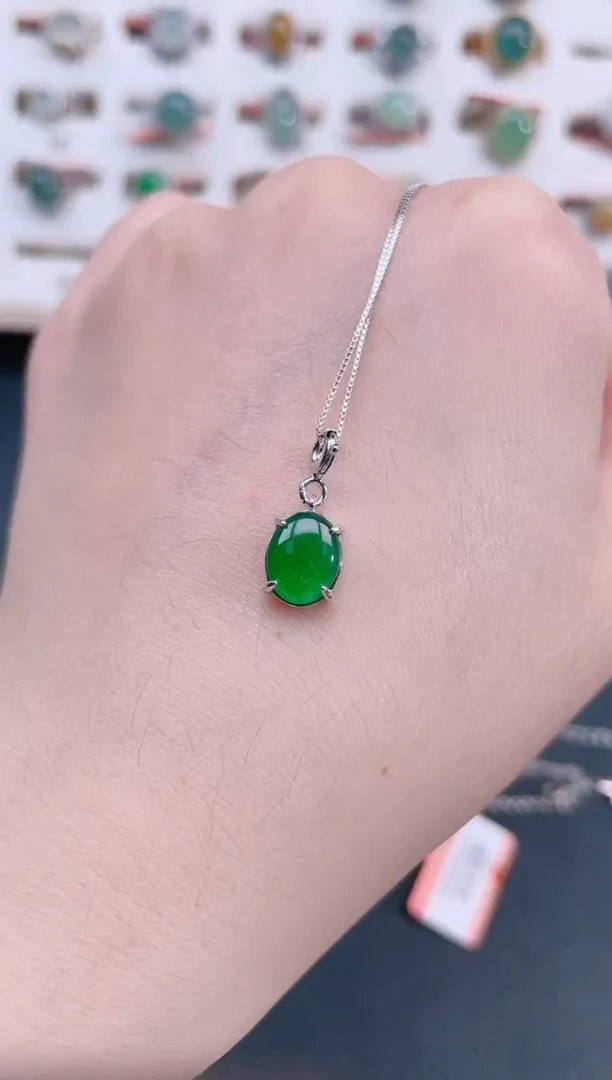 颈饰银S925镶嵌翡翠天然翡翠