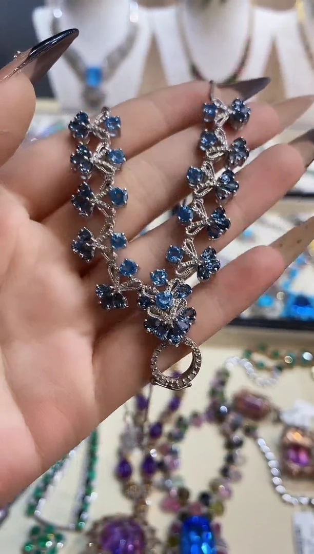 银S925镶嵌项链定制托帕石楚楚珠宝中古甄选不退换