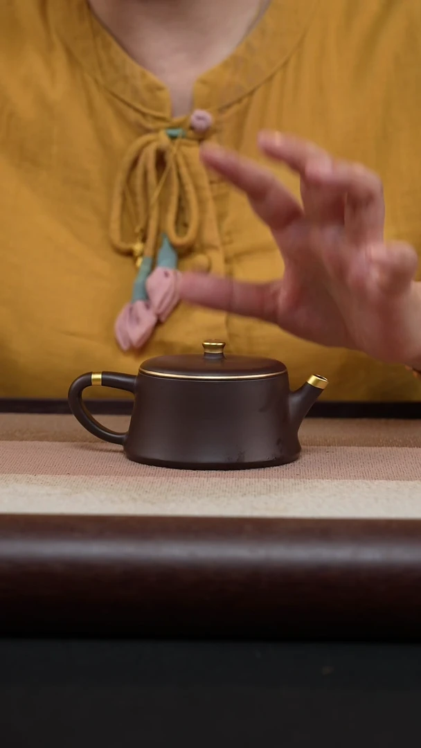 【闪购商品】紫砂茶壶老紫泥-描金柱础MH-1899