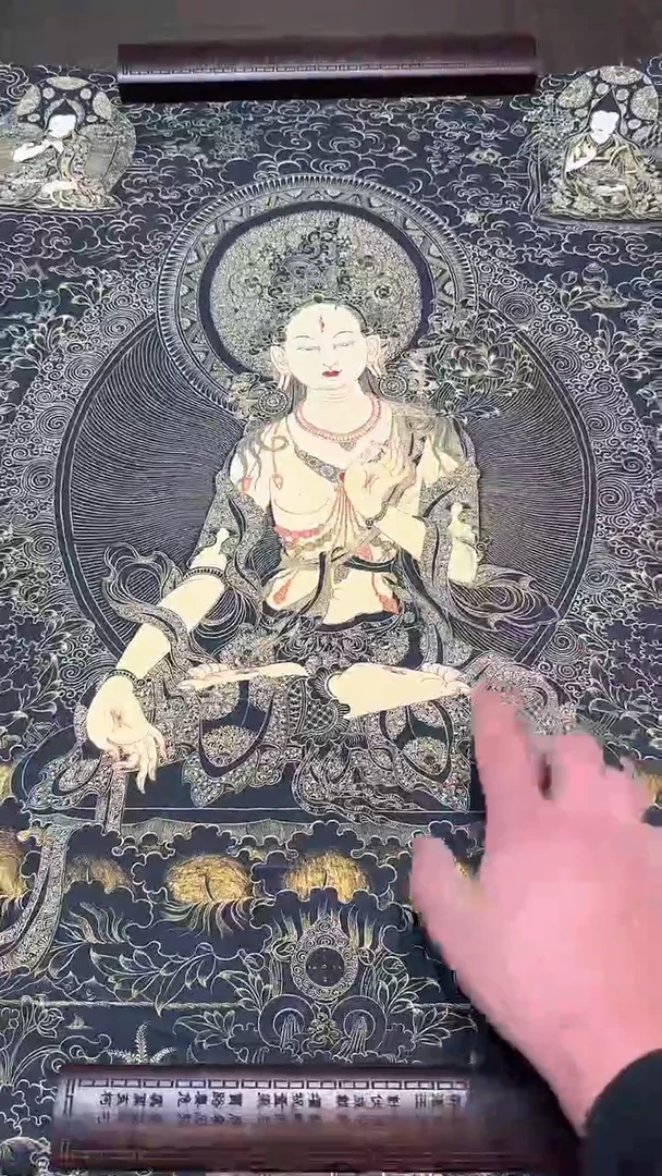 卷轴画【主播精品】高端卷轴画——唐卡003黑金观音