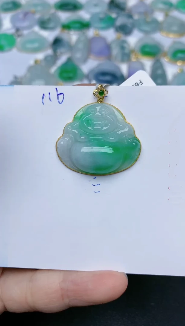 【闪购商品】翡翠颈饰18K金镶嵌天然翡翠A货    