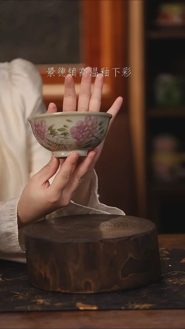 陶瓷景德镇高温釉下手绘陶瓷@L496@