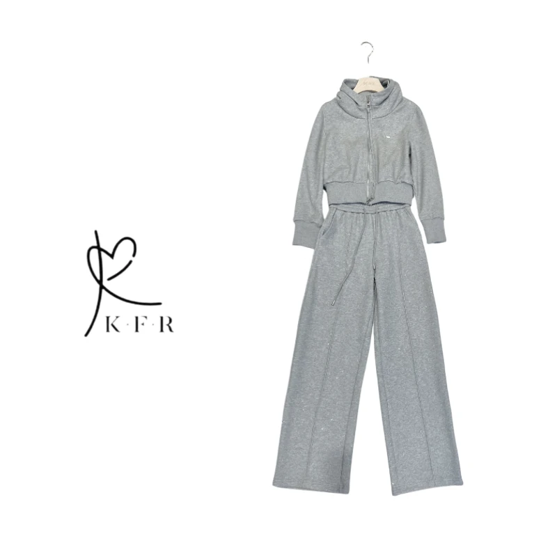 【早春新款】韩版休闲连帽运动时尚套装 KFR-J34#