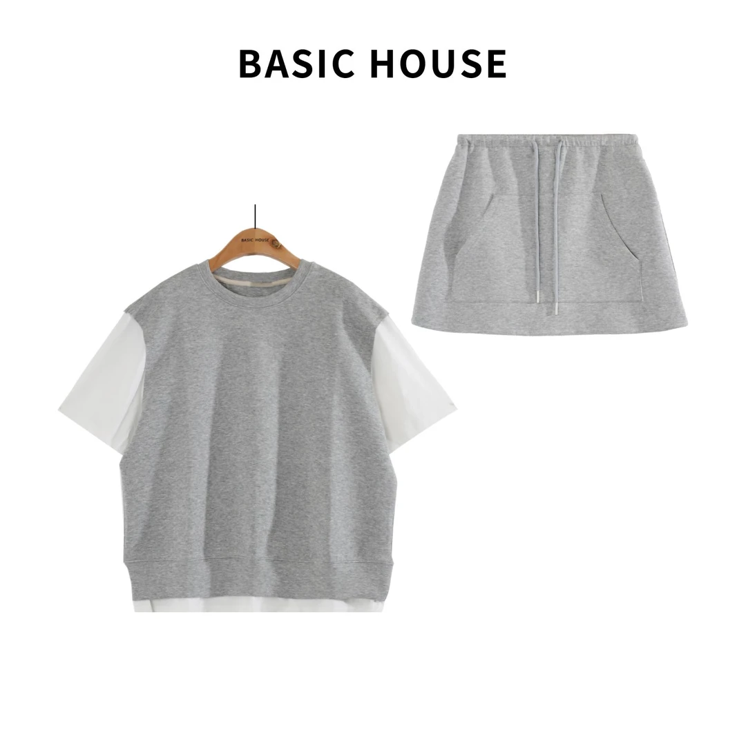 Basic House/百家好运动宽松百搭假两件休闲套装B1385B5GY82