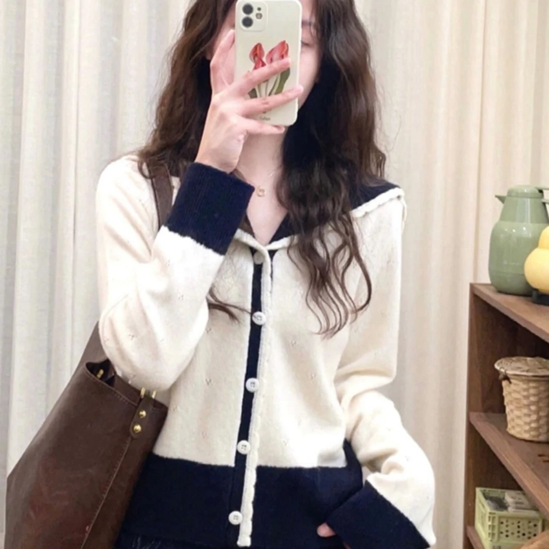 法式白色针织衫毛衣外套秋冬女新款小个子高级感外穿宽松打底上衣