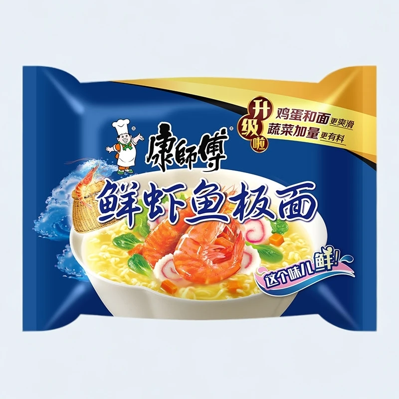 康师傅美味鲜面虾鱼板方便面番茄鸡蛋牛肉泡面食夜宵解饿速食品